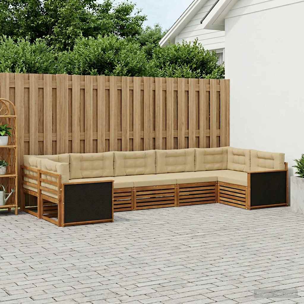 Outdoor-Sofagarnitur mit Kissen 7 pcs Natur und Beige