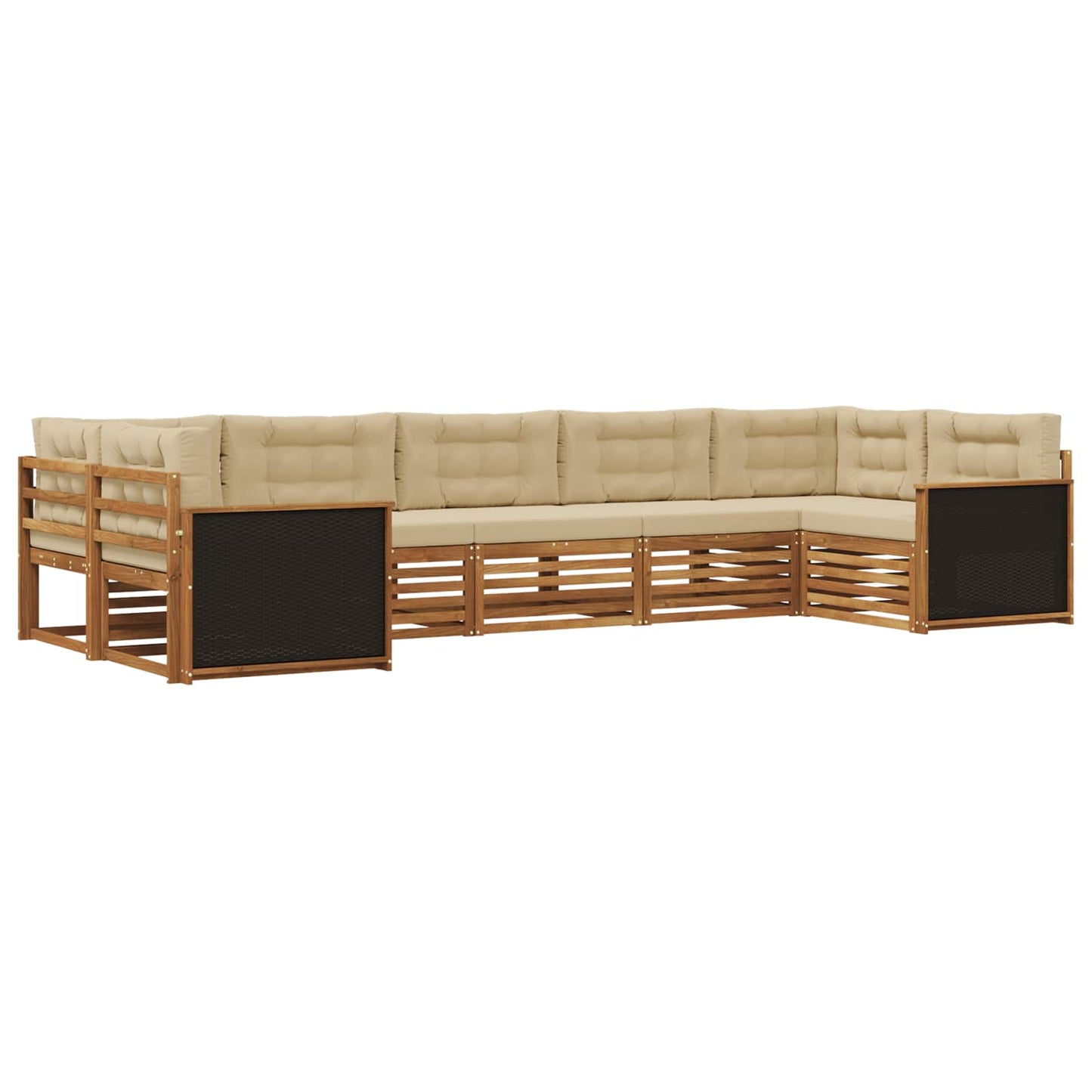 Outdoor-Sofagarnitur mit Kissen 7 pcs Natur und Beige