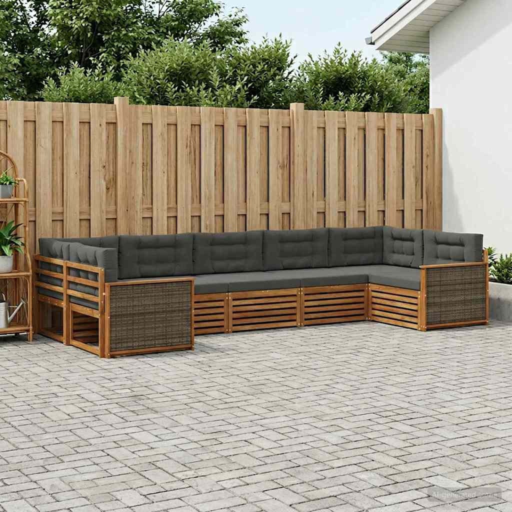Outdoor-Sofagarnitur 7 stk. Natur und Anthrazit