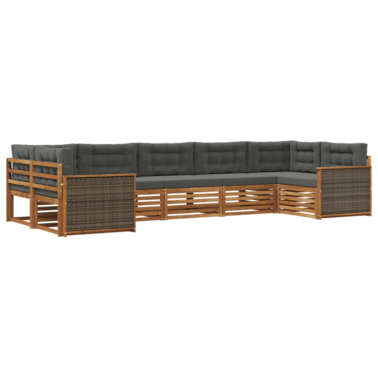 Outdoor-Sofagarnitur 7 stk. Natur und Anthrazit