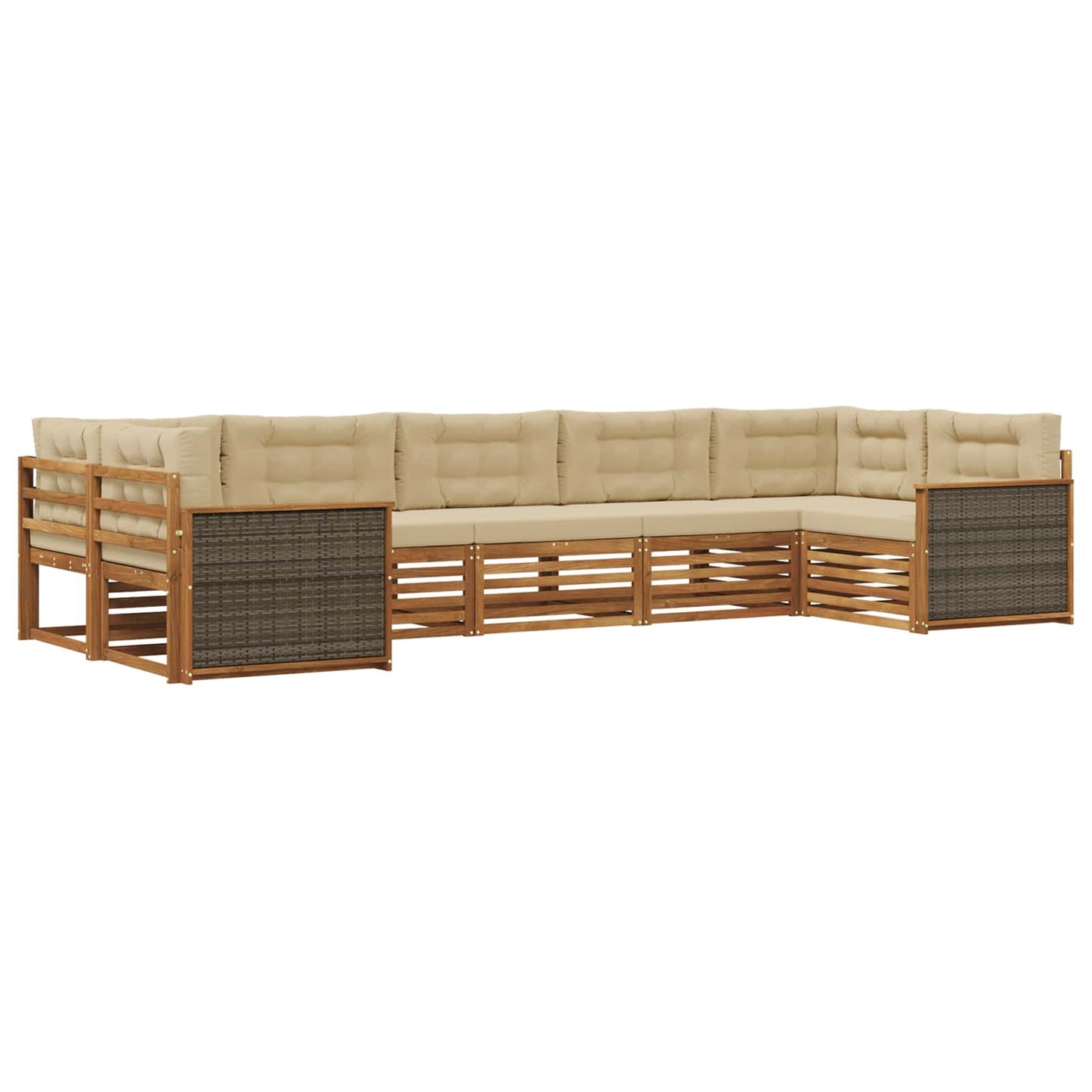 Outdoor-Sofagarnitur mit Kissen 7 pcs Natur und Beige