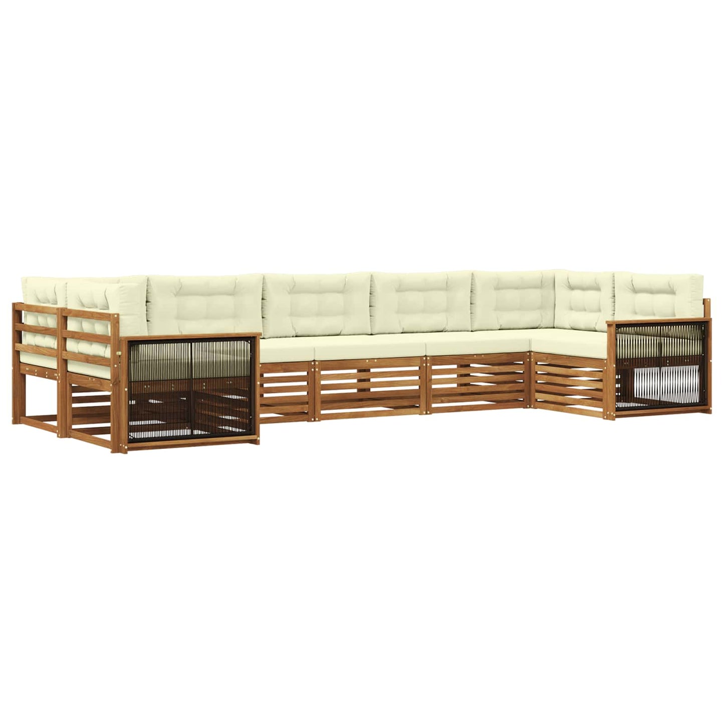 Outdoor-Sofagarnitur mit Kissen 7 pcs Natur und Creme