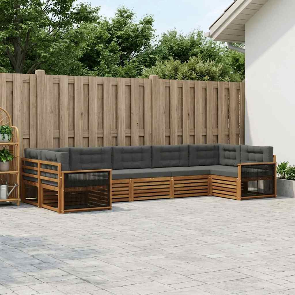 Outdoor-Sofagarnitur 7 stk. Natur und Anthrazit