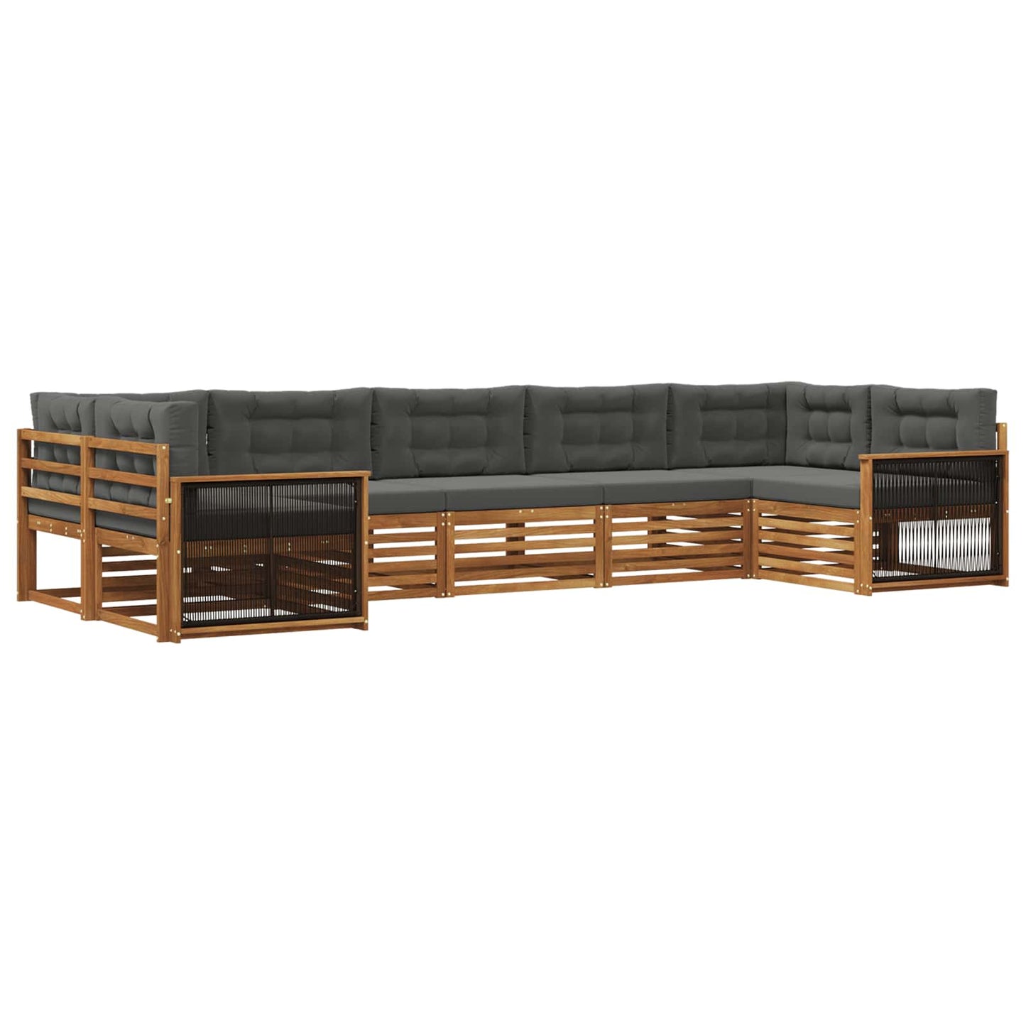 Outdoor-Sofagarnitur 7 stk. Natur und Anthrazit