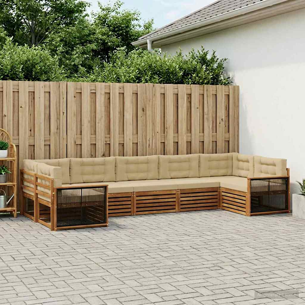 Outdoor-Sofagarnitur mit Kissen 7 pcs Natur und Beige