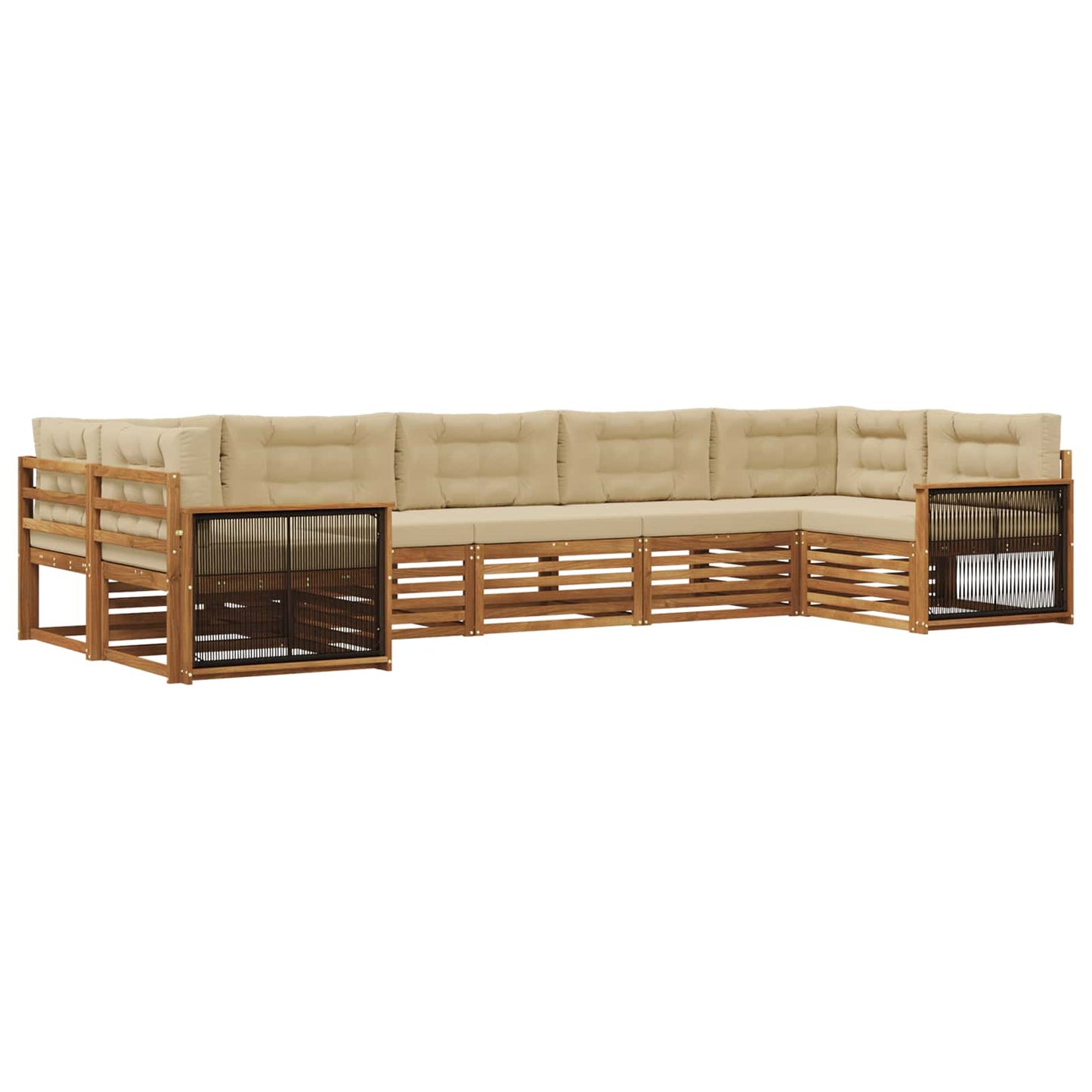 Outdoor-Sofagarnitur mit Kissen 7 pcs Natur und Beige