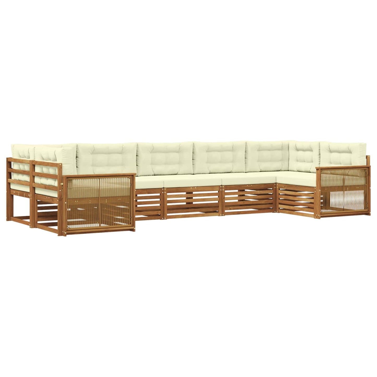 Outdoor-Sofagarnitur mit Kissen 7 pcs Natur und Creme