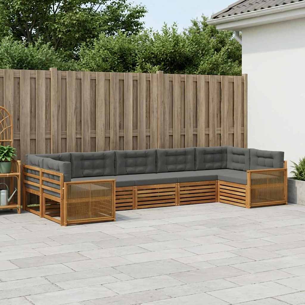 Outdoor-Sofagarnitur 7 stk. Natur und Anthrazit