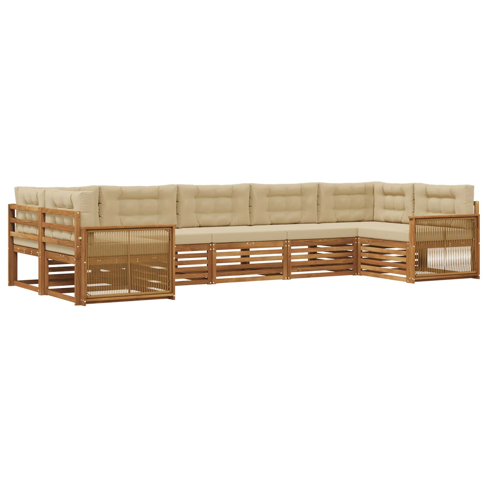 Outdoor-Sofagarnitur mit Kissen 7 pcs Natur und Beige