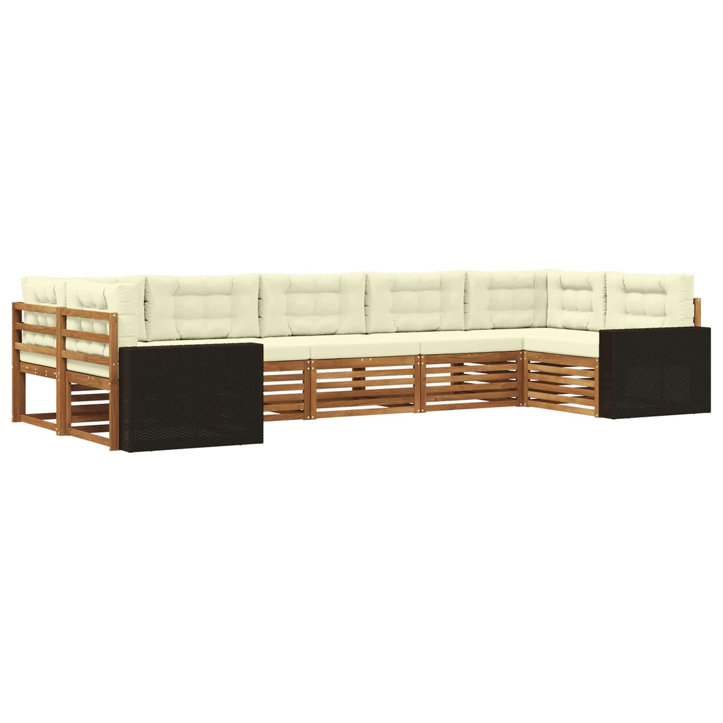 Outdoor-Sofagarnitur 7 stk. Natur und Creme Massivholz Akazie