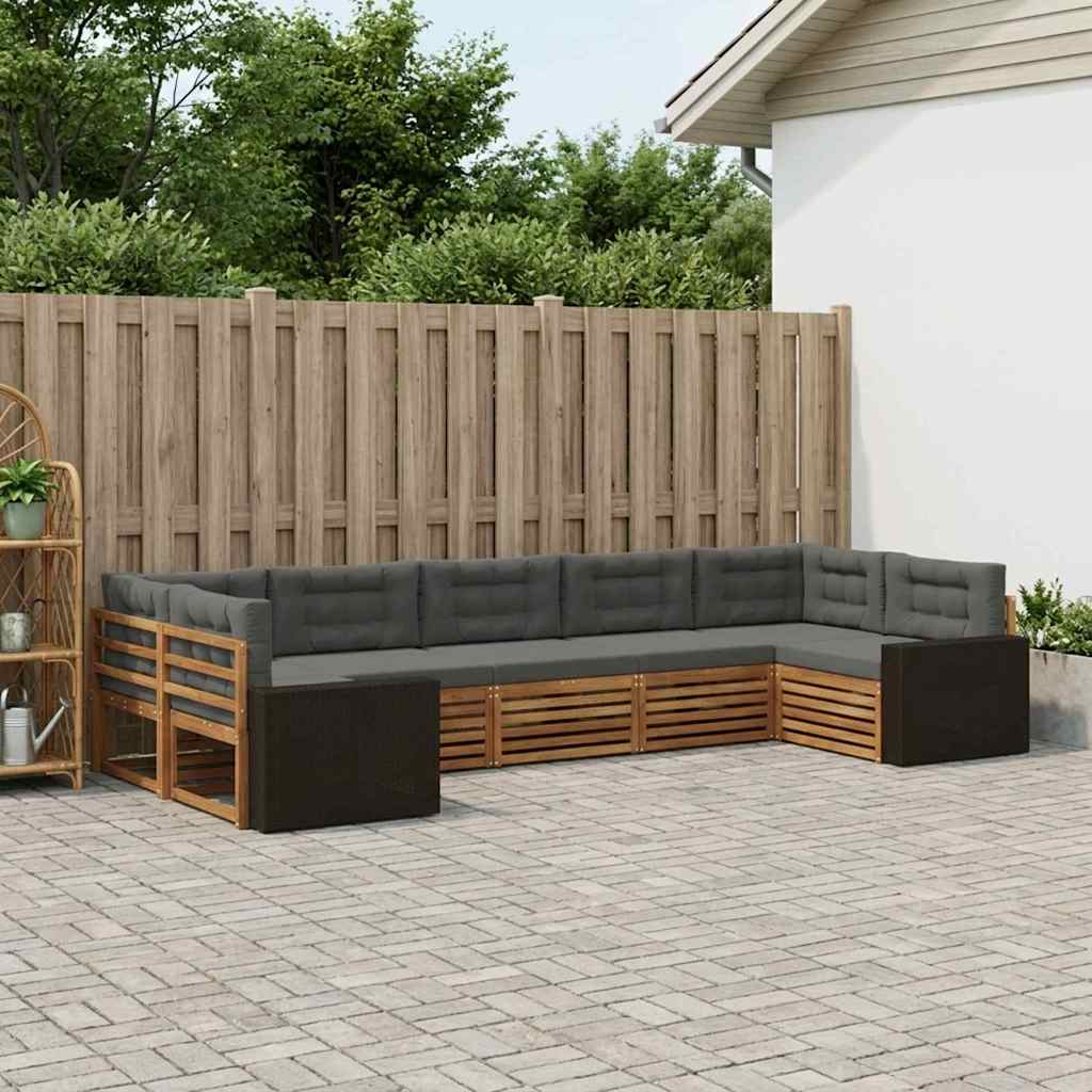 Outdoor-Sofagarnitur mit Kissen 7 pcs Natur und Anthrazit