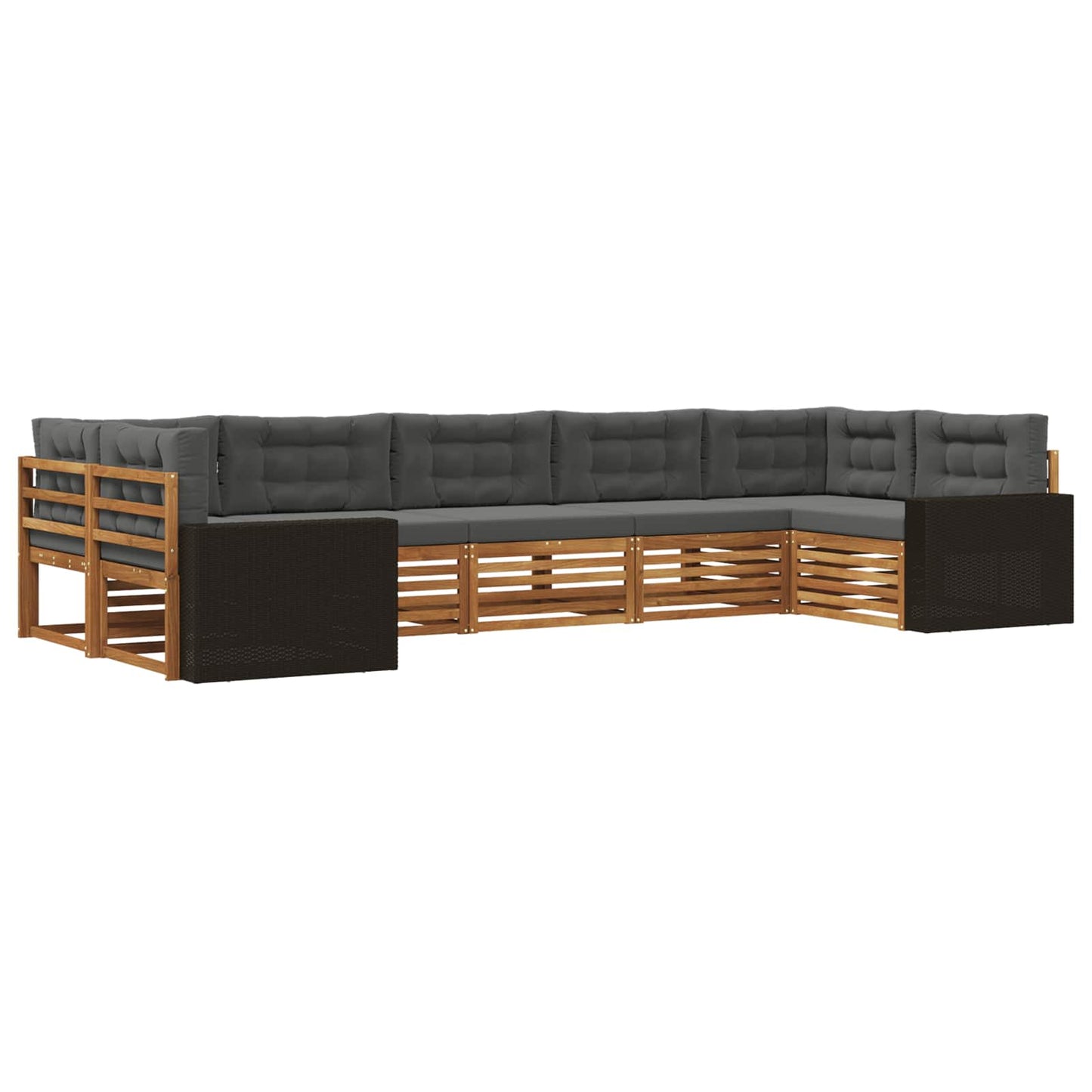 Outdoor-Sofagarnitur mit Kissen 7 pcs Natur und Anthrazit