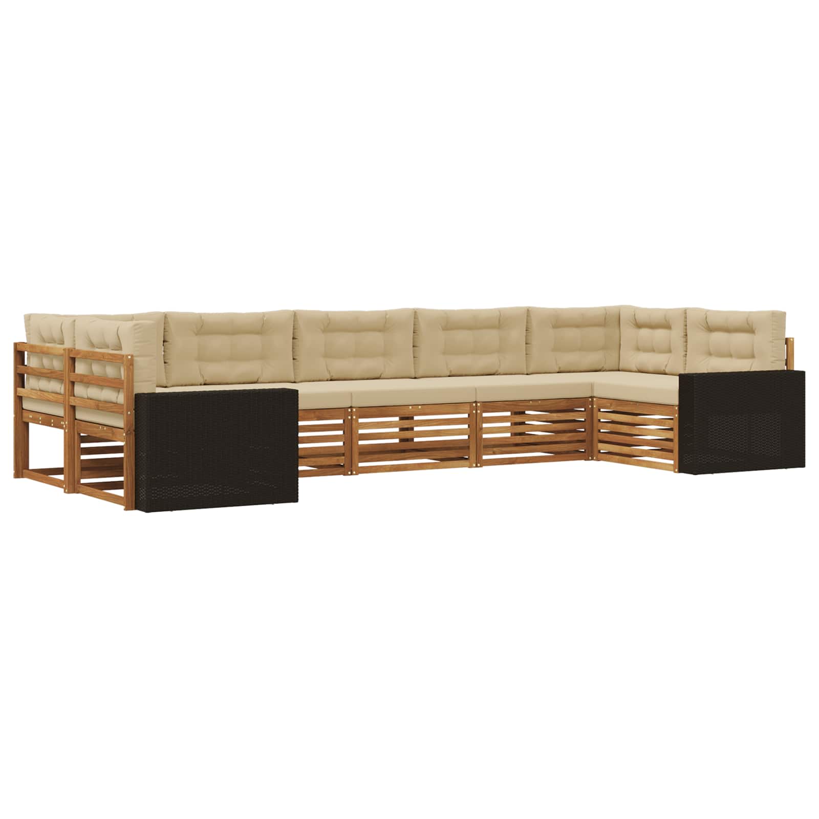Outdoor-Sofagarnitur 7 pcs Natur und Beige Massivholz Akazie