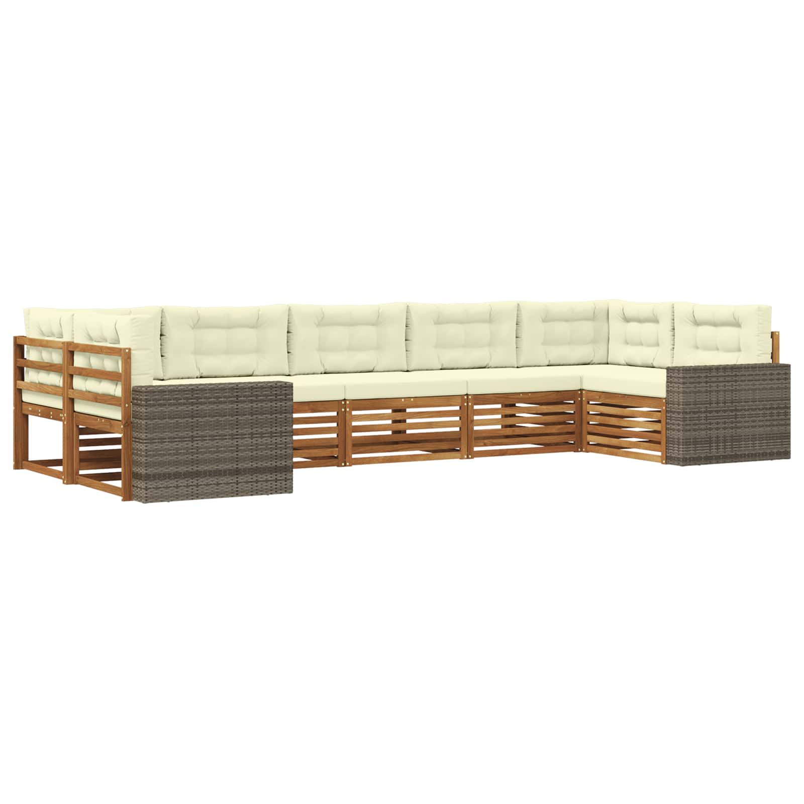 Outdoor-Sofagarnitur 7 stk. Natur und Creme Massivholz Akazie