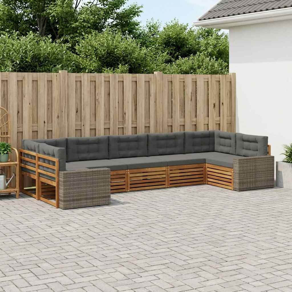 Outdoor-Sofagarnitur mit Kissen 7 pcs Natur und Anthrazit