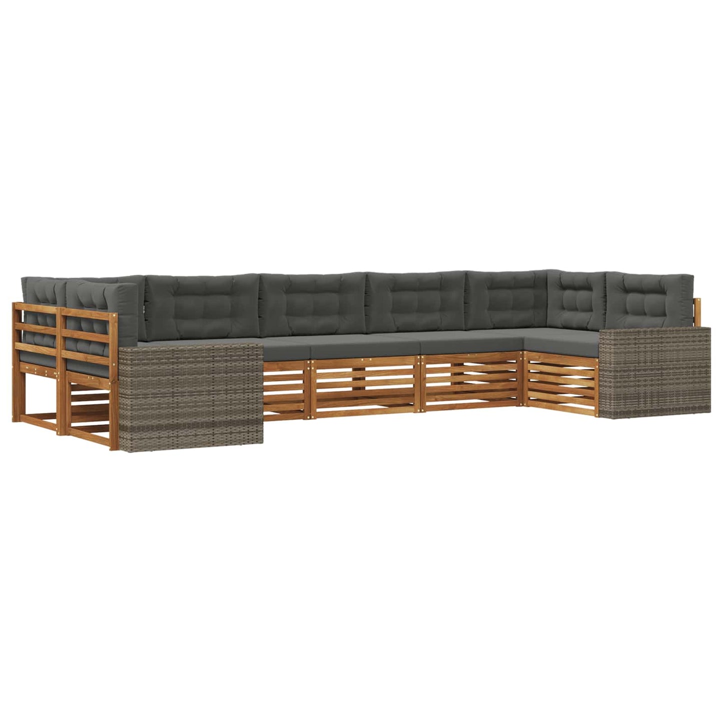 Outdoor-Sofagarnitur mit Kissen 7 pcs Natur und Anthrazit