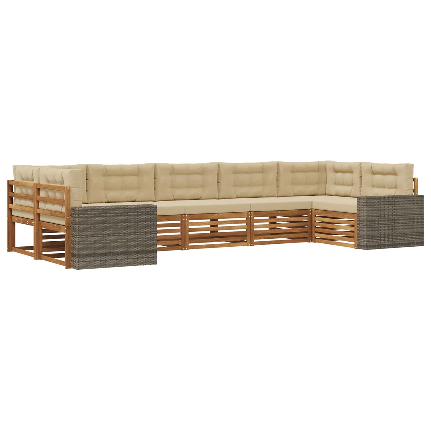Outdoor-Sofagarnitur mit Kissen 7 pcs Natur und Beige
