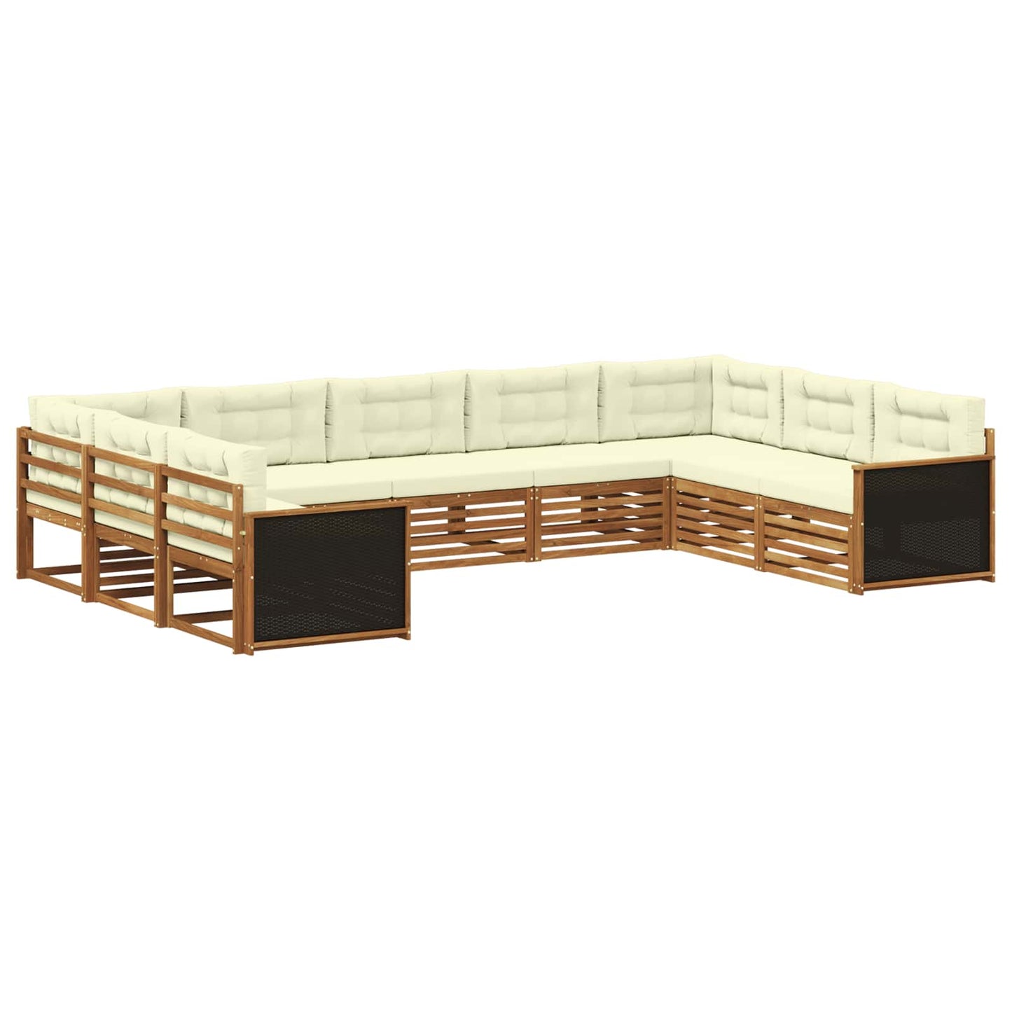 Outdoor-Sofagarnitur 9 stk. Natur und Creme Massivholz Akazie