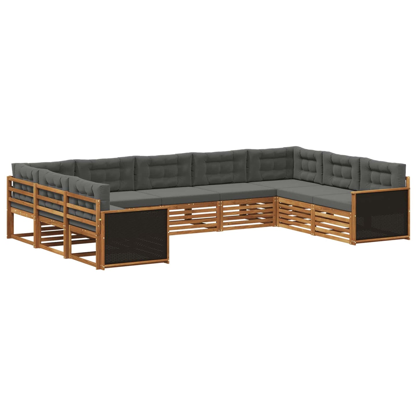Outdoor-Sofagarnitur 9 stk. Natur und Anthrazit