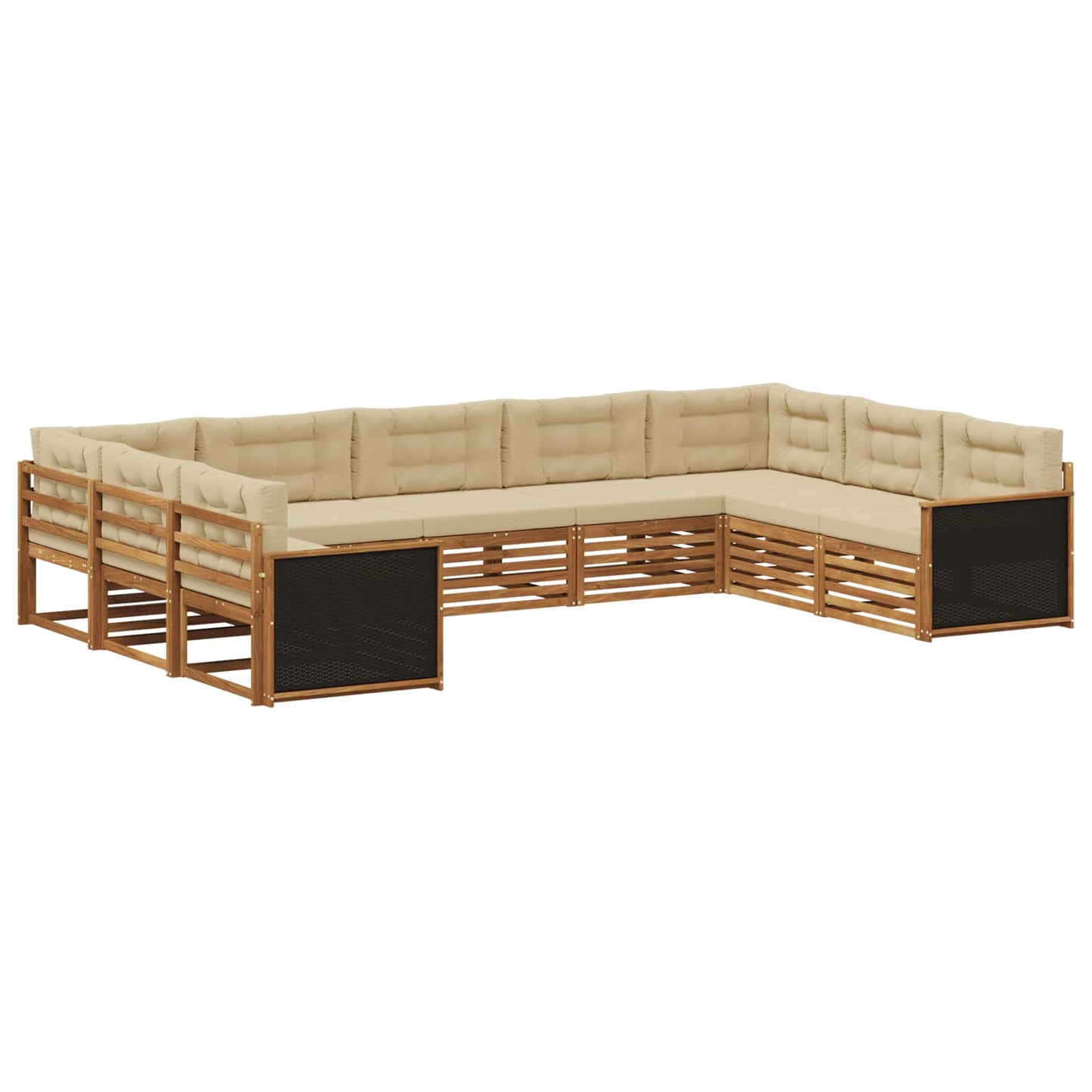 Outdoor-Sofagarnitur 9 stk. Natur und Beige Massivholz Akazie