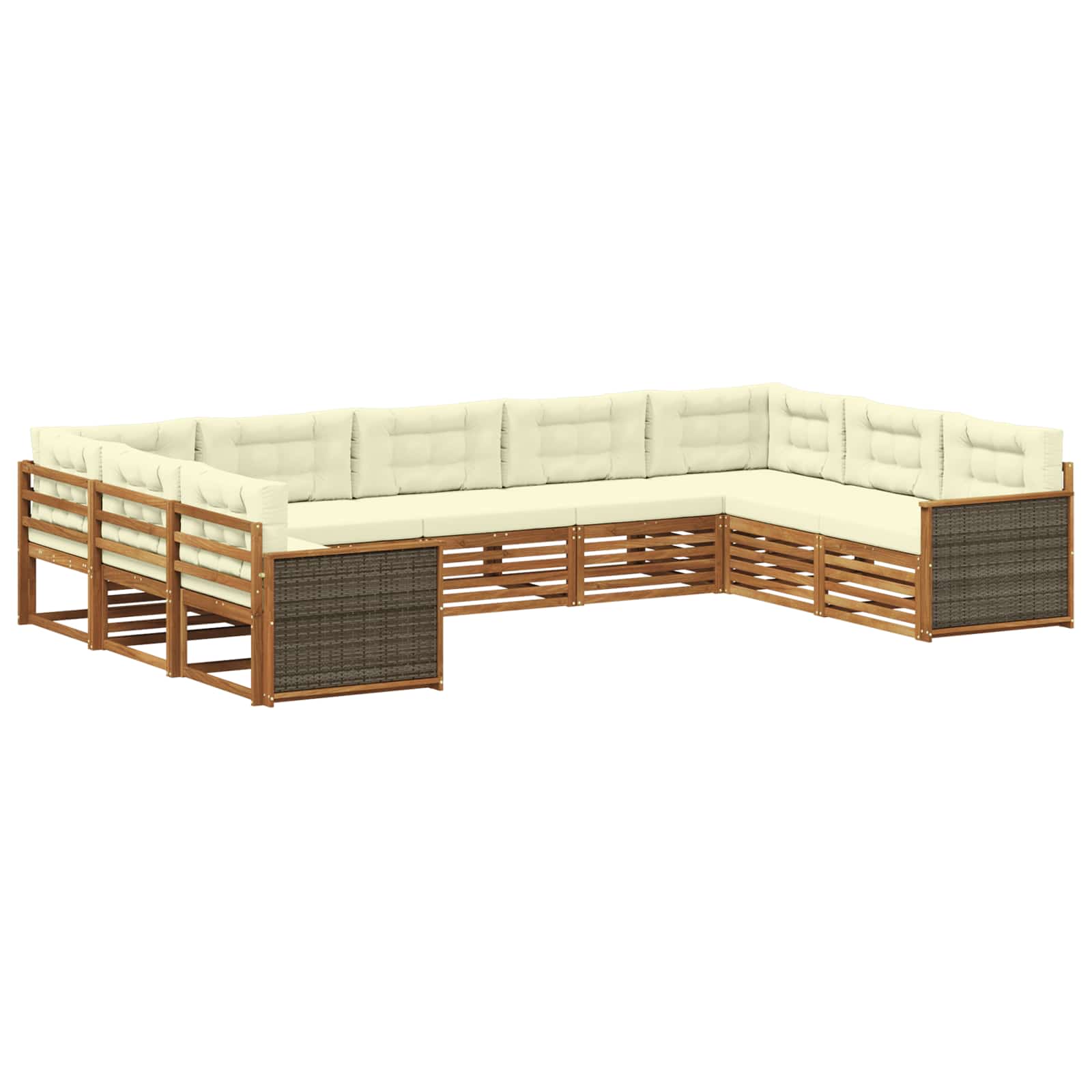 Outdoor-Sofagarnitur 9 stk. Natur und Creme Massivholz Akazie