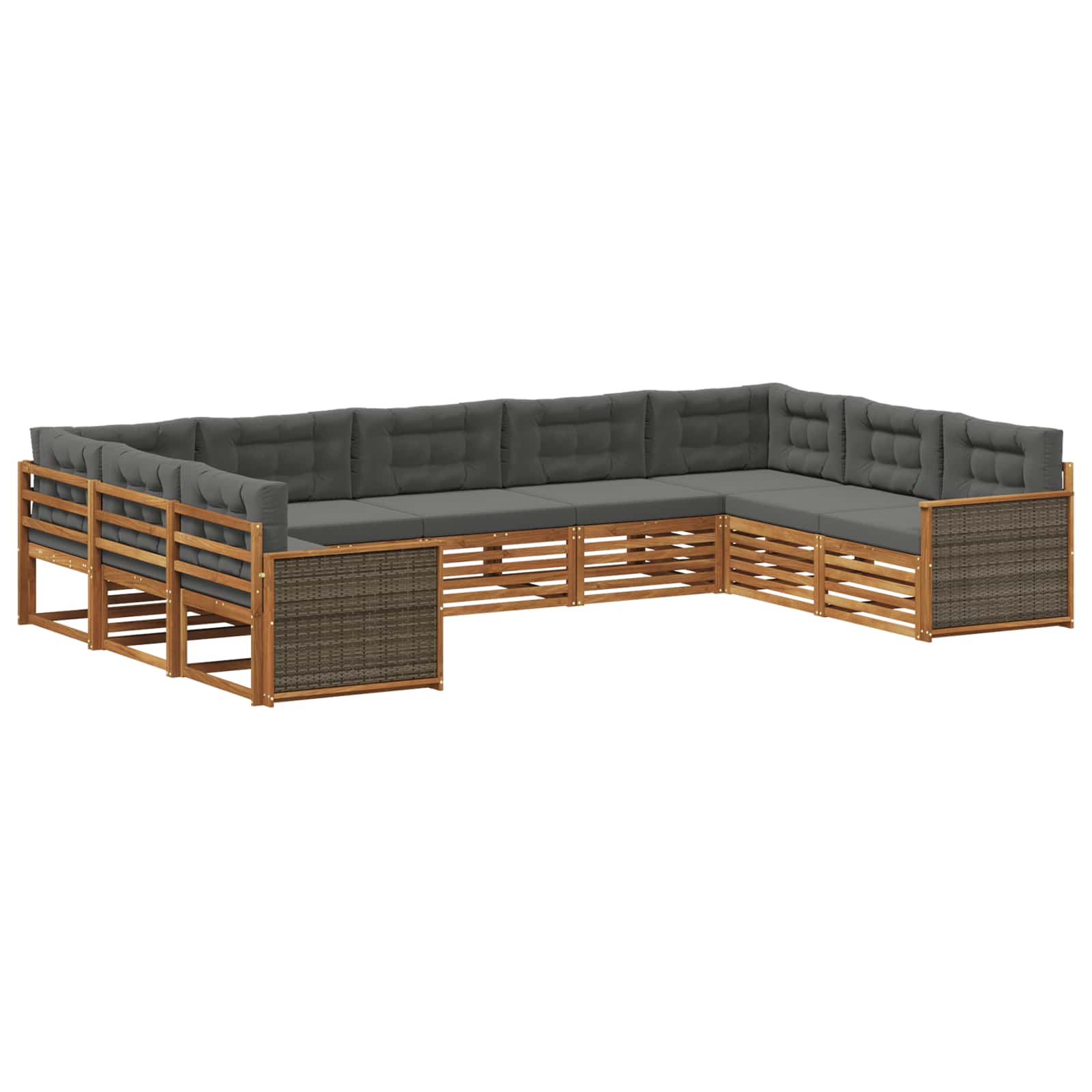 Outdoor-Sofagarnitur 9 stk. Natur und Anthrazit
