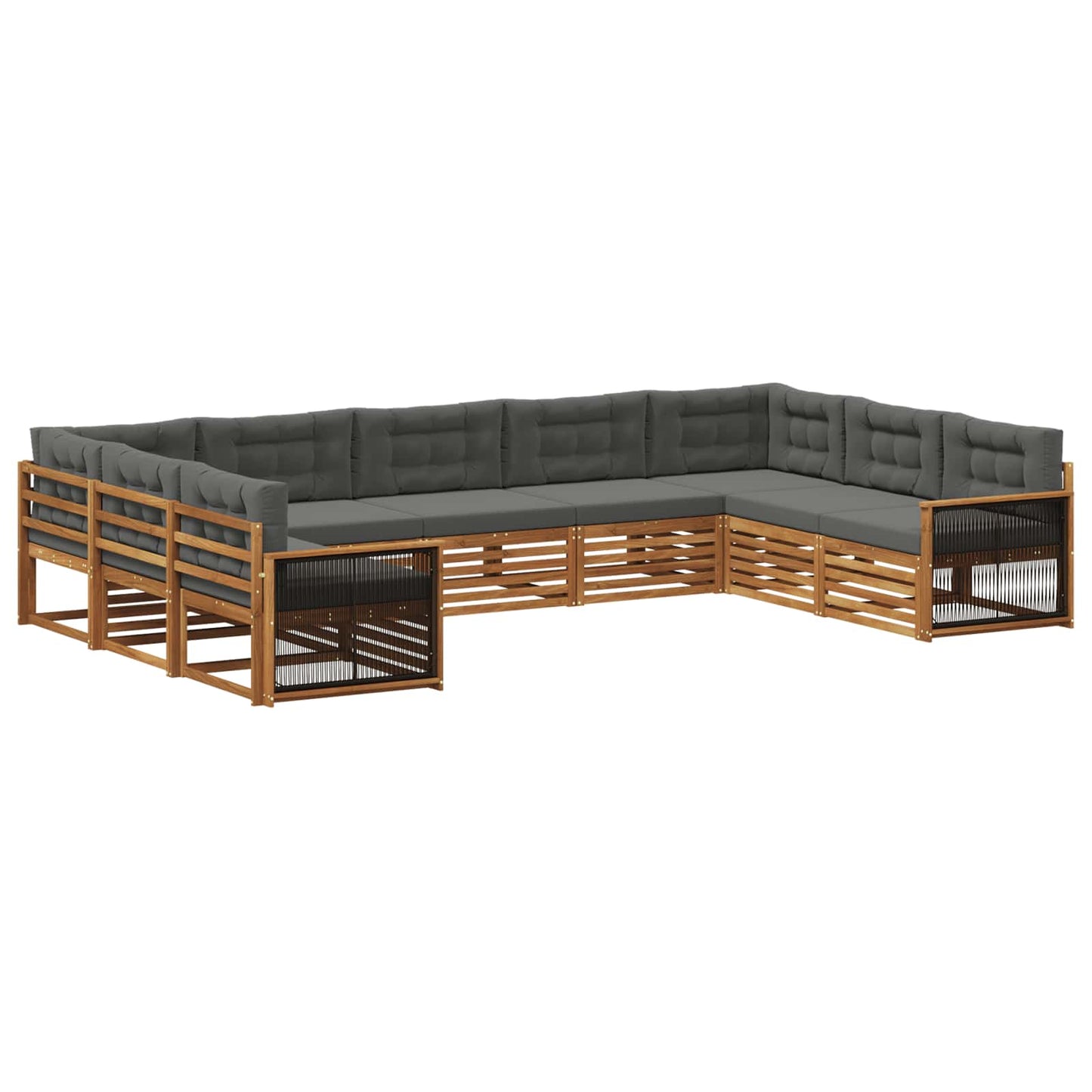Outdoor-Sofagarnitur 9 stk. Natur und Anthrazit