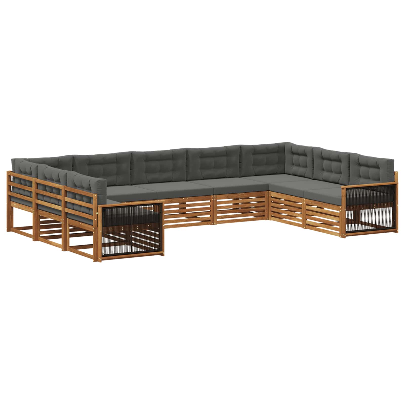 Outdoor-Sofagarnitur 9 stk. Natur und Anthrazit