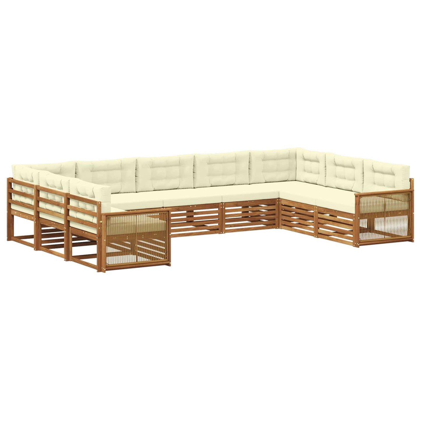 Outdoor-Sofagarnitur 9 stk. Natur und Creme Massivholz Akazie
