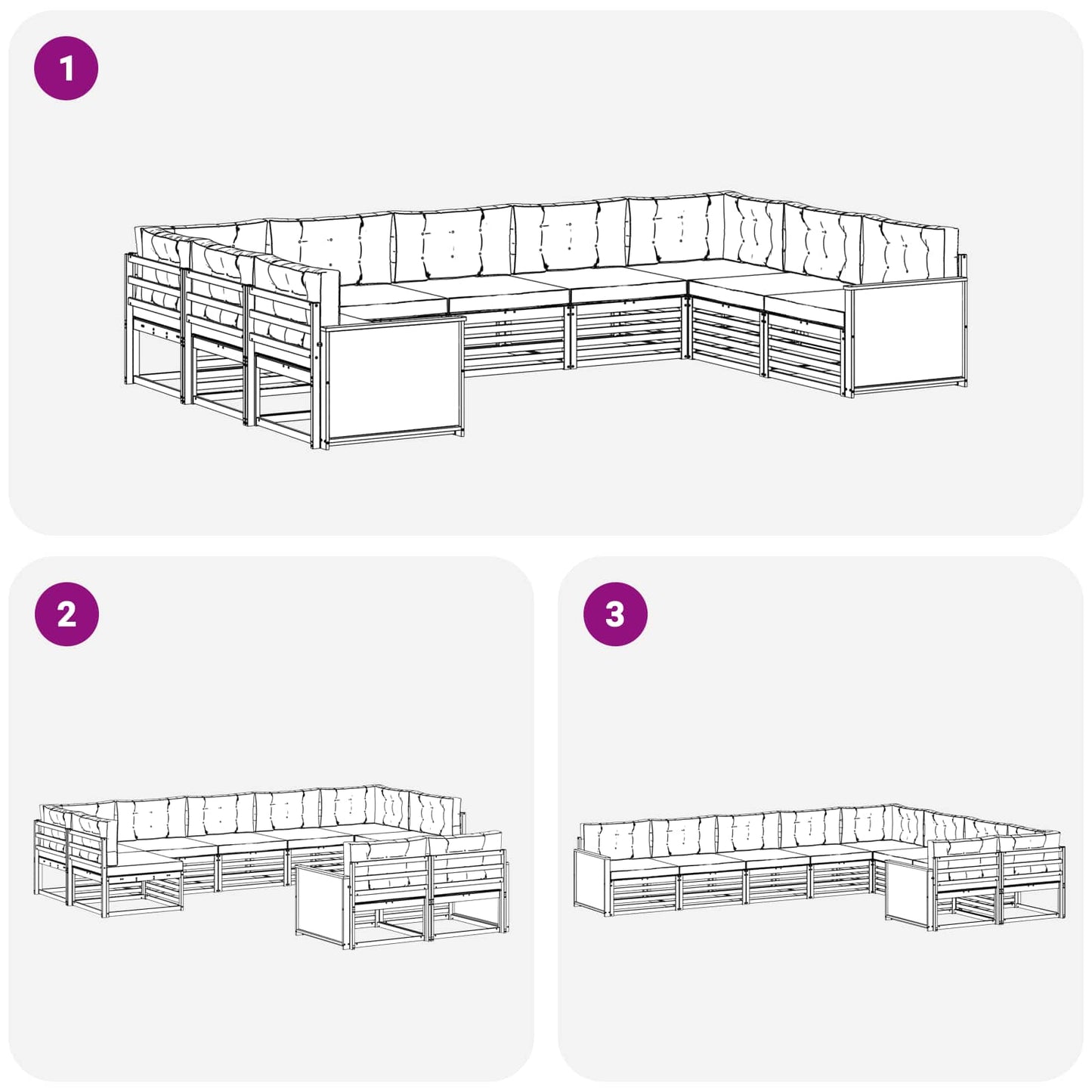 Outdoor-Sofagarnitur 9 stk. Natur und Creme Massivholz Akazie