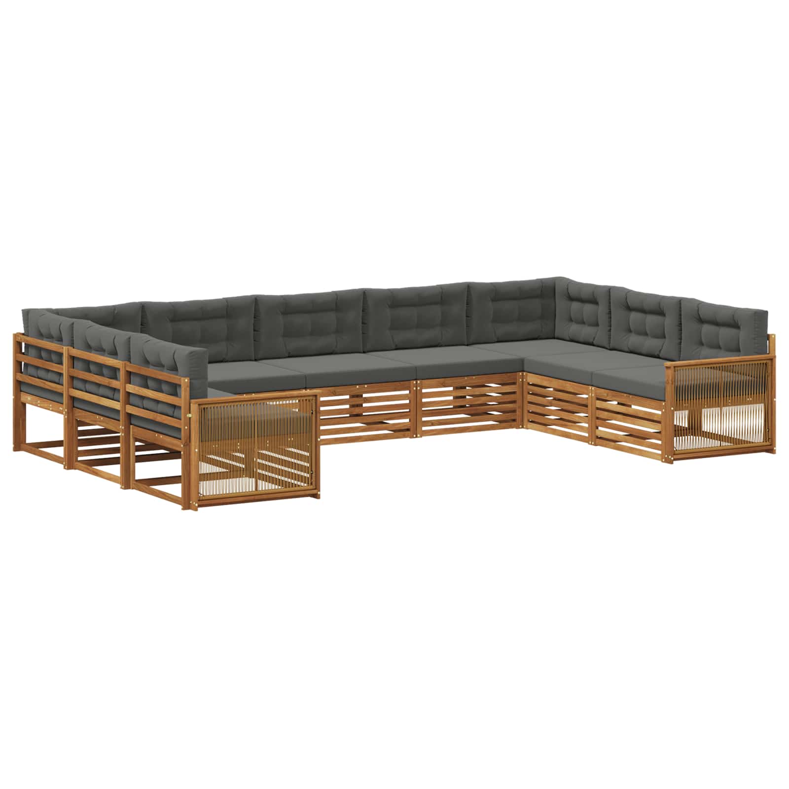 Outdoor-Sofagarnitur 9 stk. Natur und Anthrazit