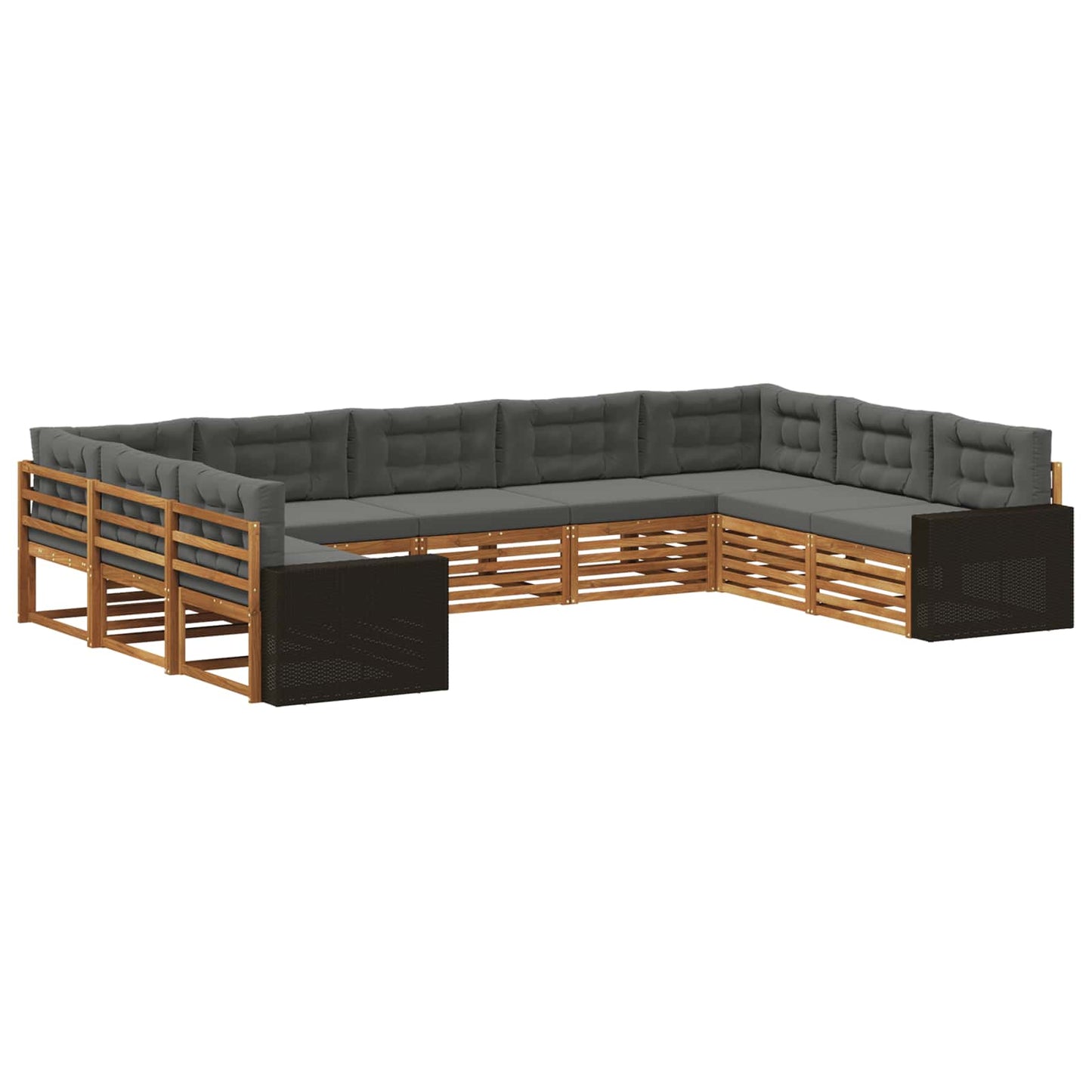 Outdoor-Sofagarnitur 9 stk. Natur und Anthrazit