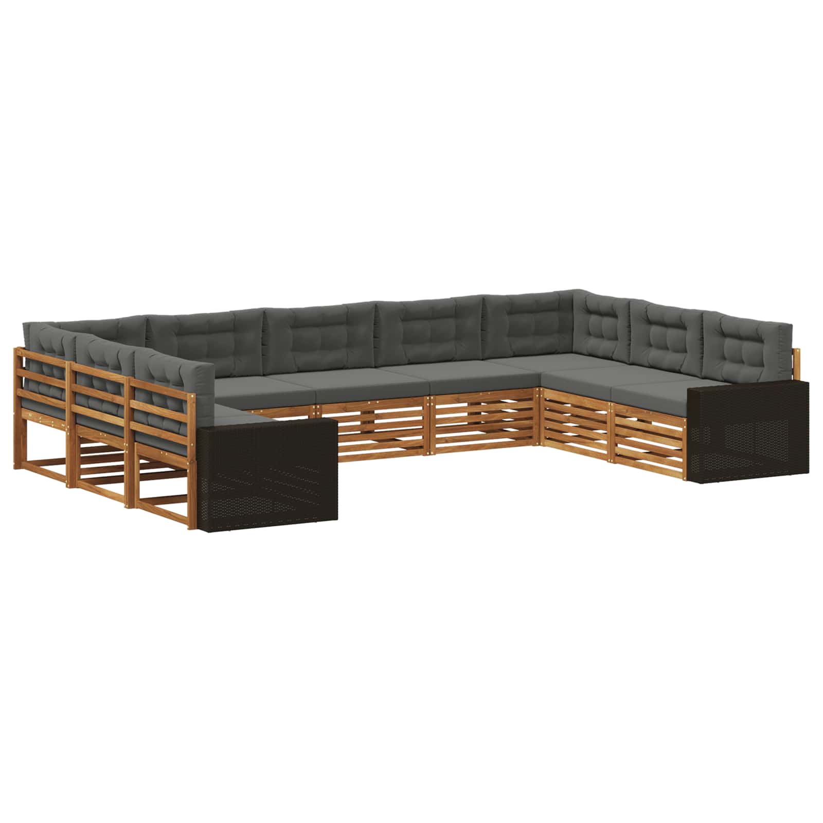 Outdoor-Sofagarnitur 9 stk. Natur und Anthrazit