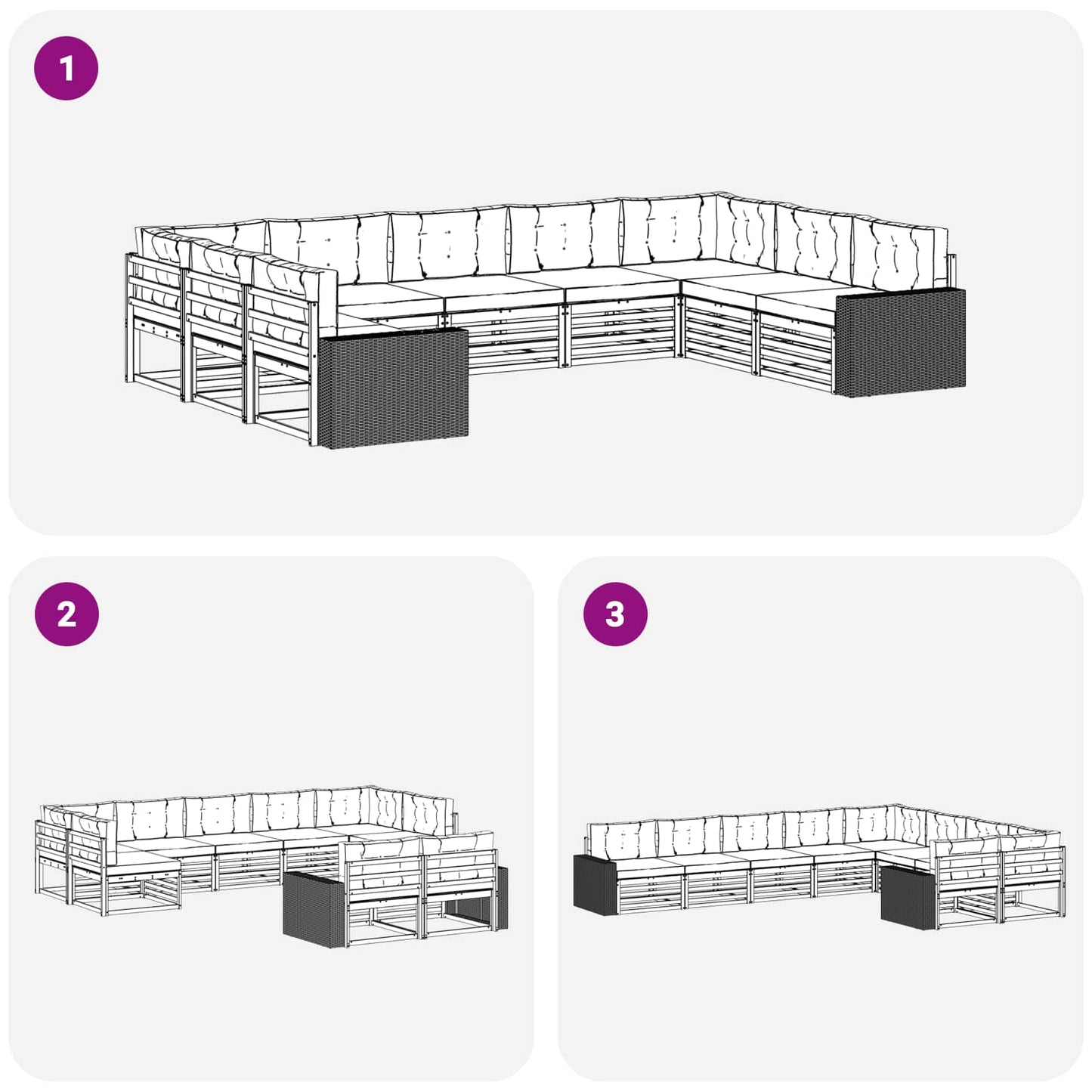 Outdoor-Sofagarnitur 9 stk. Natur und Anthrazit
