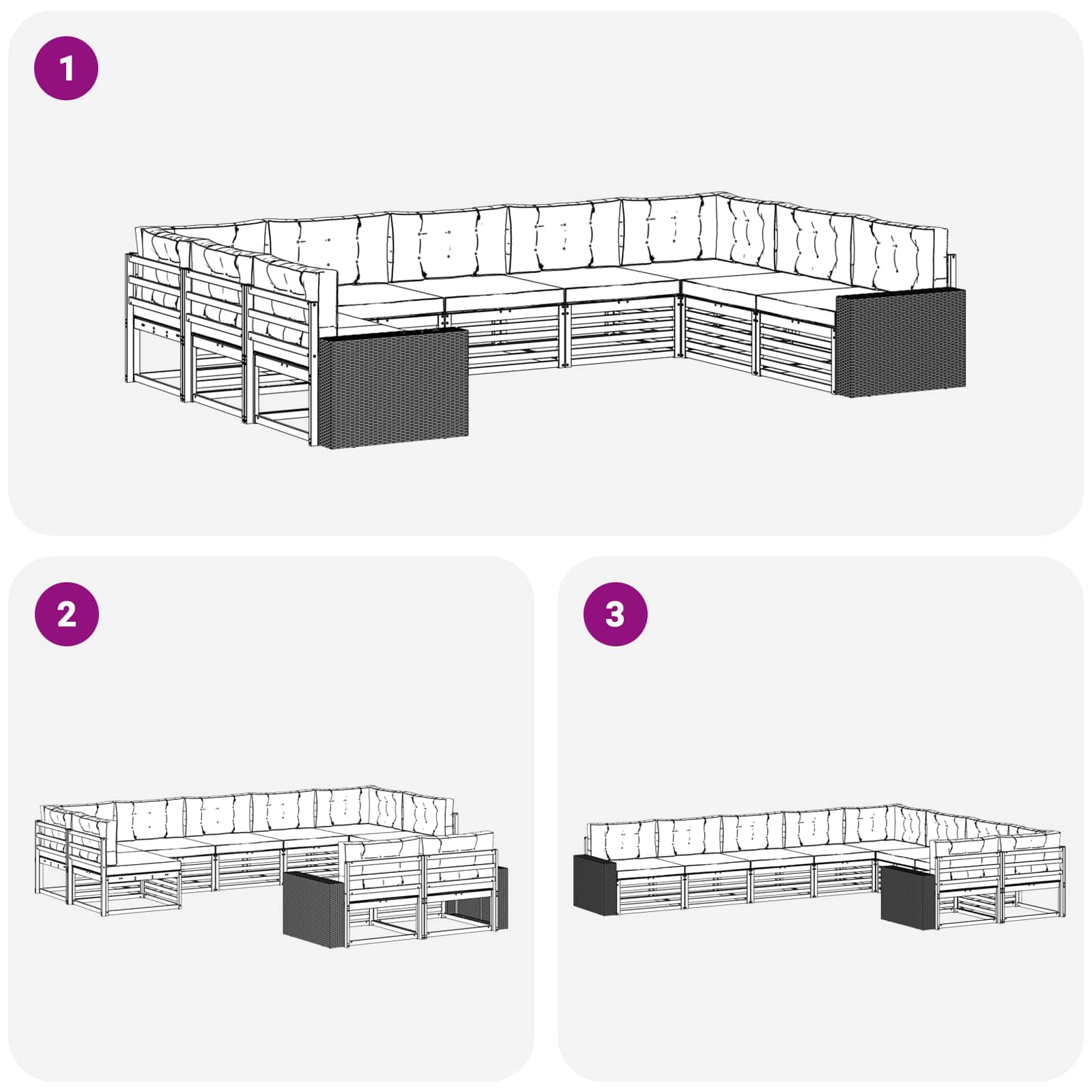Outdoor-Sofagarnitur 9 stk. Natur und Anthrazit