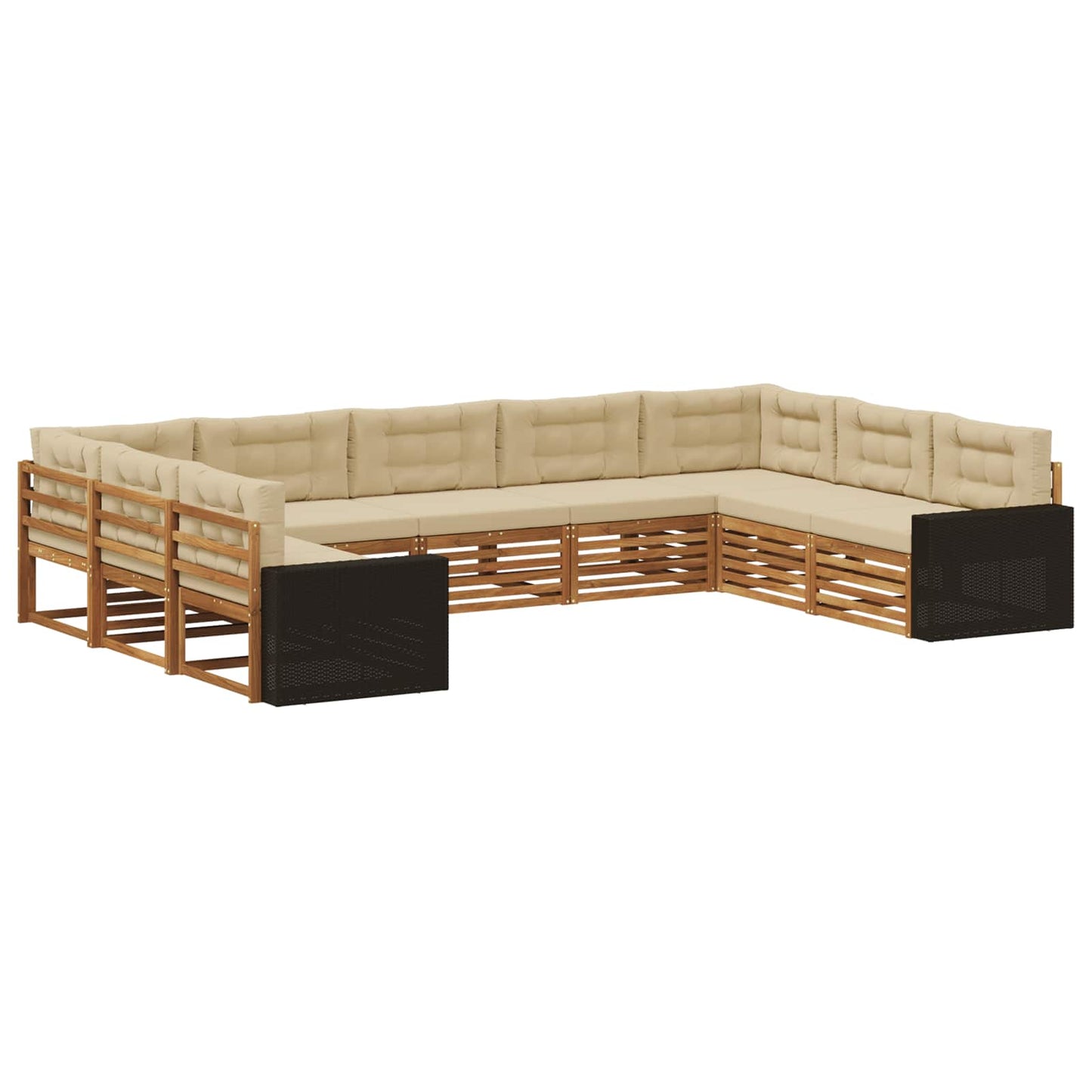 Outdoor-Sofagarnitur 9 stk. Natur und Beige Massivholz Akazie