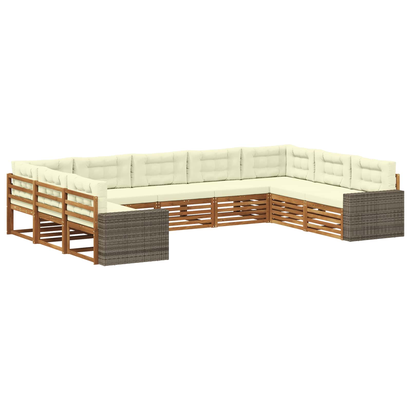 Outdoor-Sofagarnitur 9 stk. Natur und Creme Massivholz Akazie