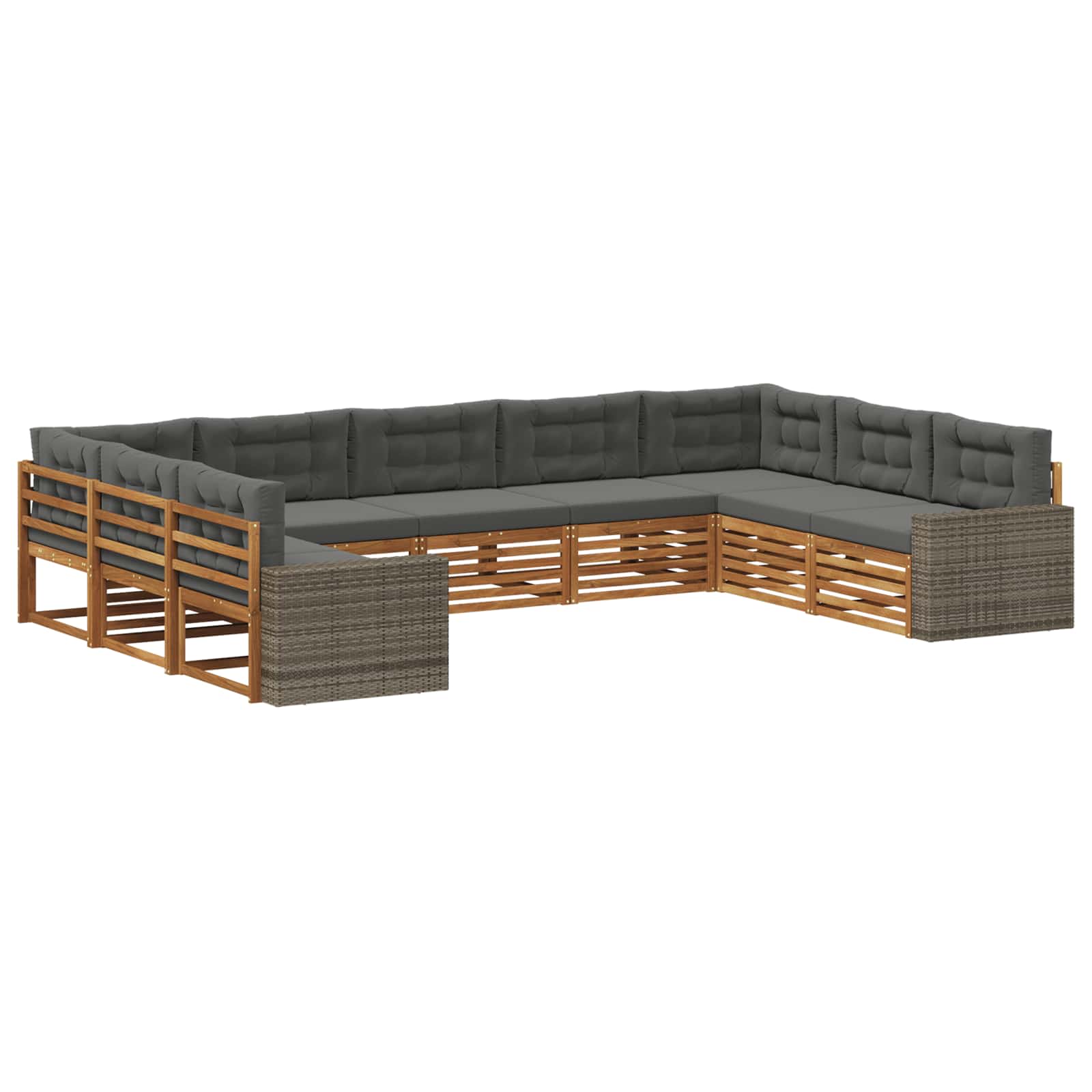 Outdoor-Sofagarnitur 9 stk. Natur und Anthrazit