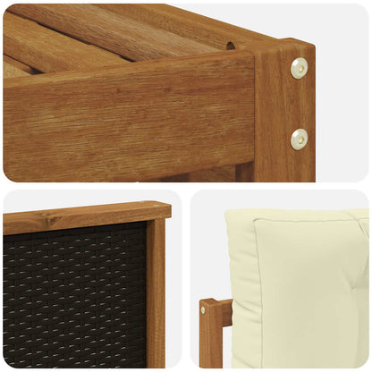 Outdoor-Sofagarnitur 10 stk. Natur und Creme Massivholz Akazie