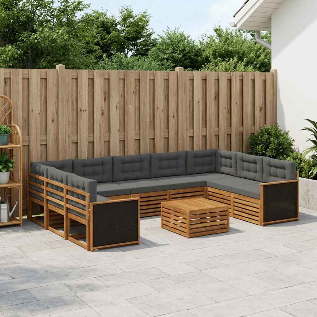 Outdoor-Sofagarnitur 10 stk. Natur und Anthrazit