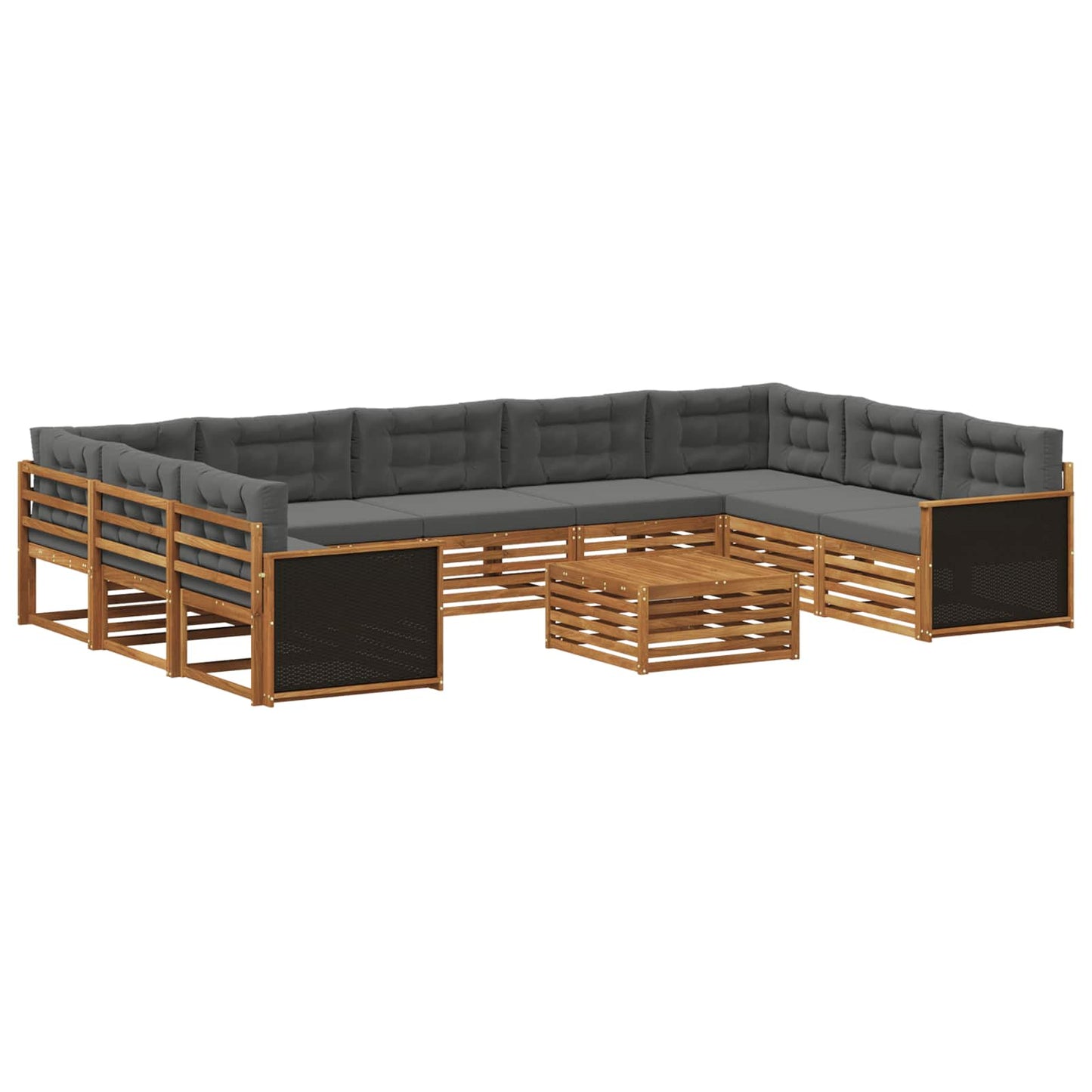 Outdoor-Sofagarnitur 10 stk. Natur und Anthrazit