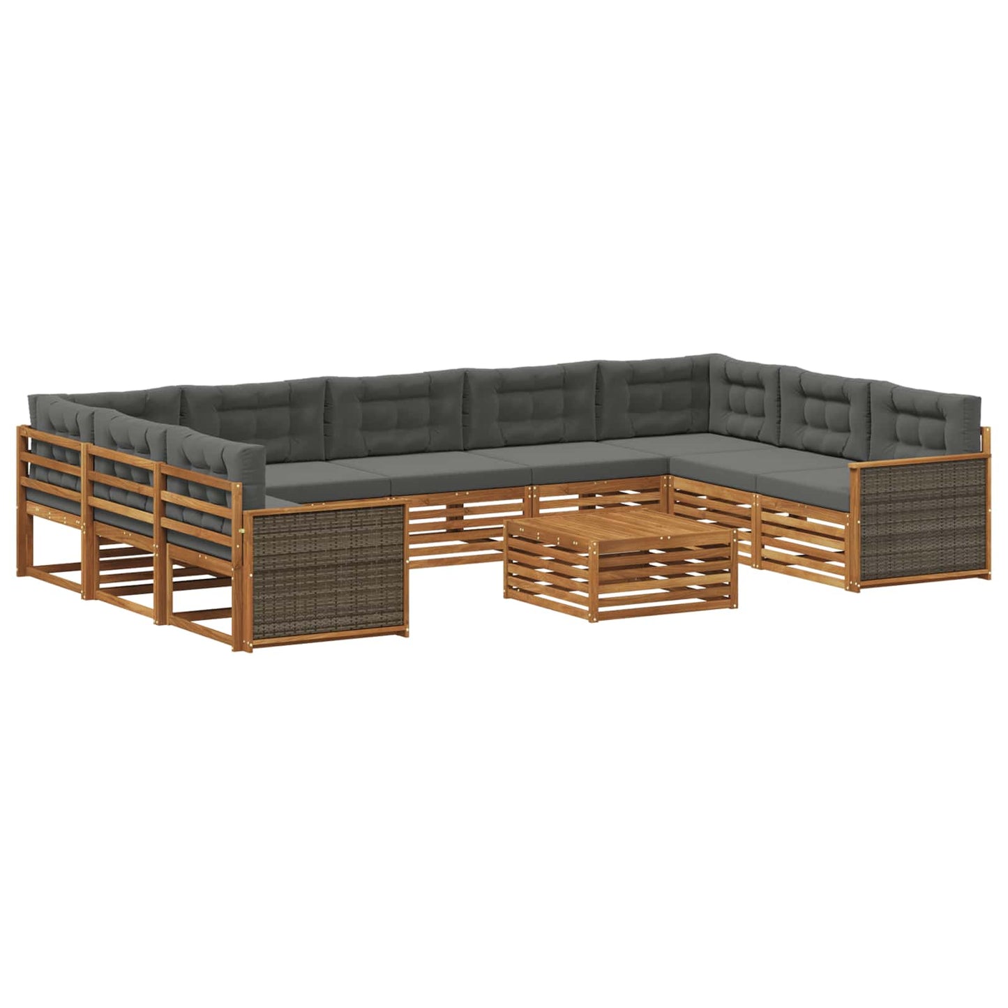 Outdoor-Sofagarnitur 10 stk. Natur und Anthrazit