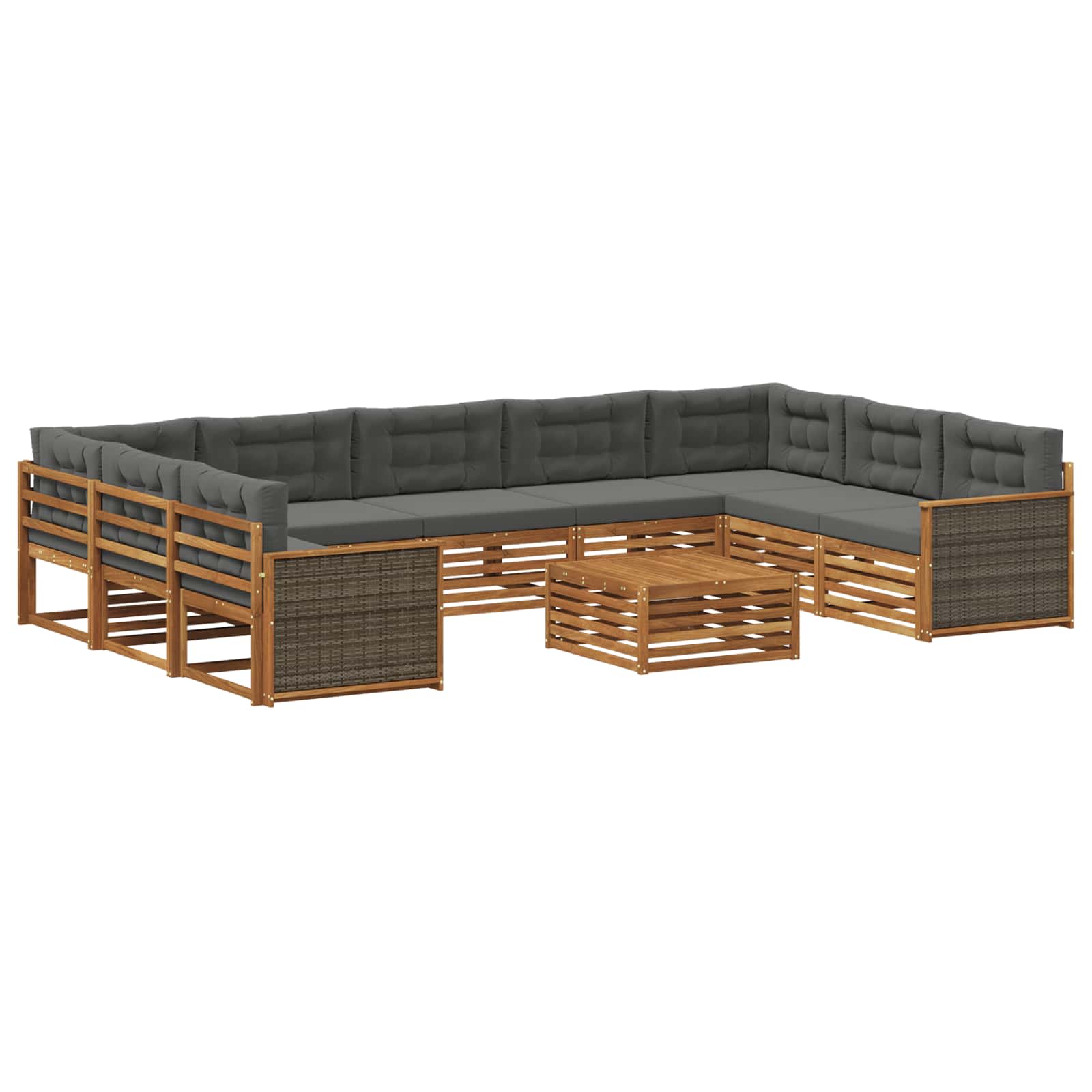 Outdoor-Sofagarnitur 10 stk. Natur und Anthrazit