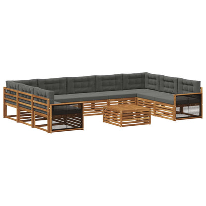 Outdoor-Sofagarnitur 10 stk. Natur und Anthrazit