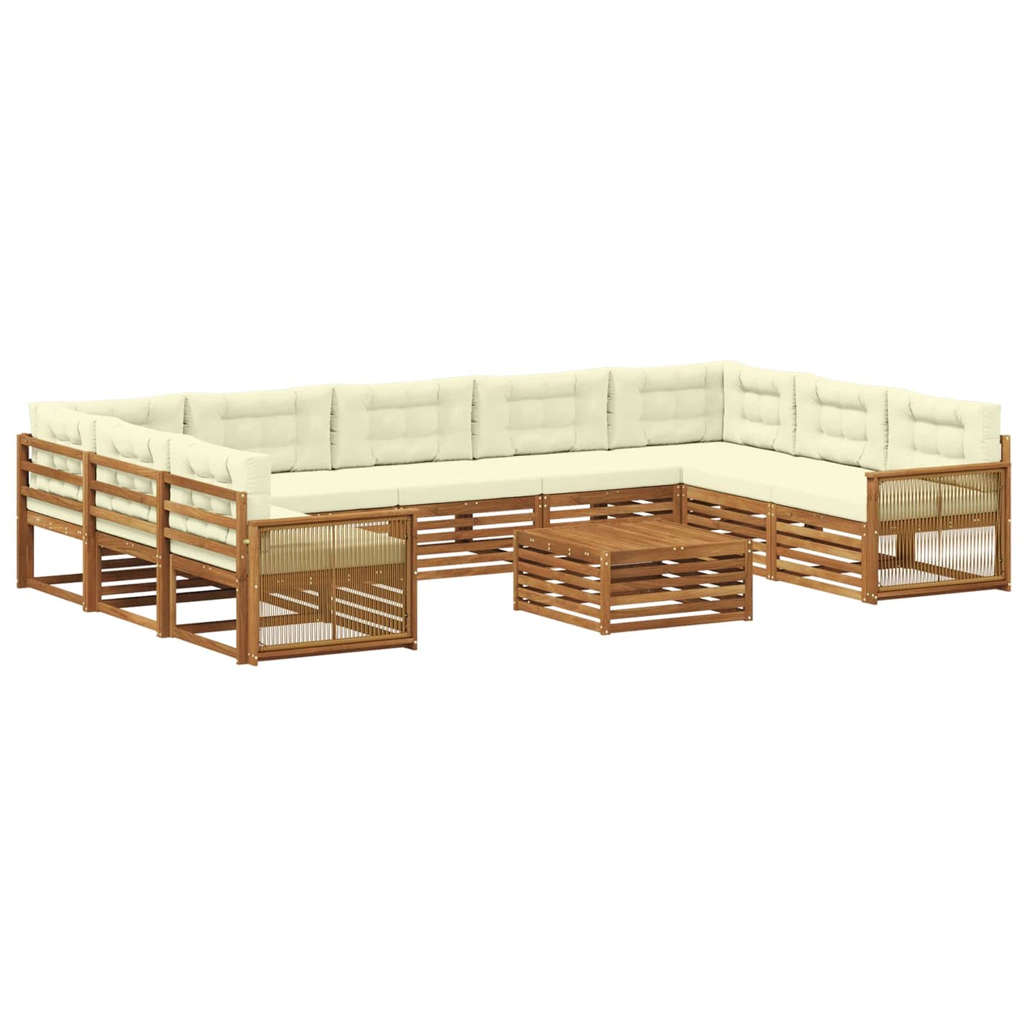 Outdoor-Sofagarnitur 10 pcs Natur und Creme Massivholz Akazie