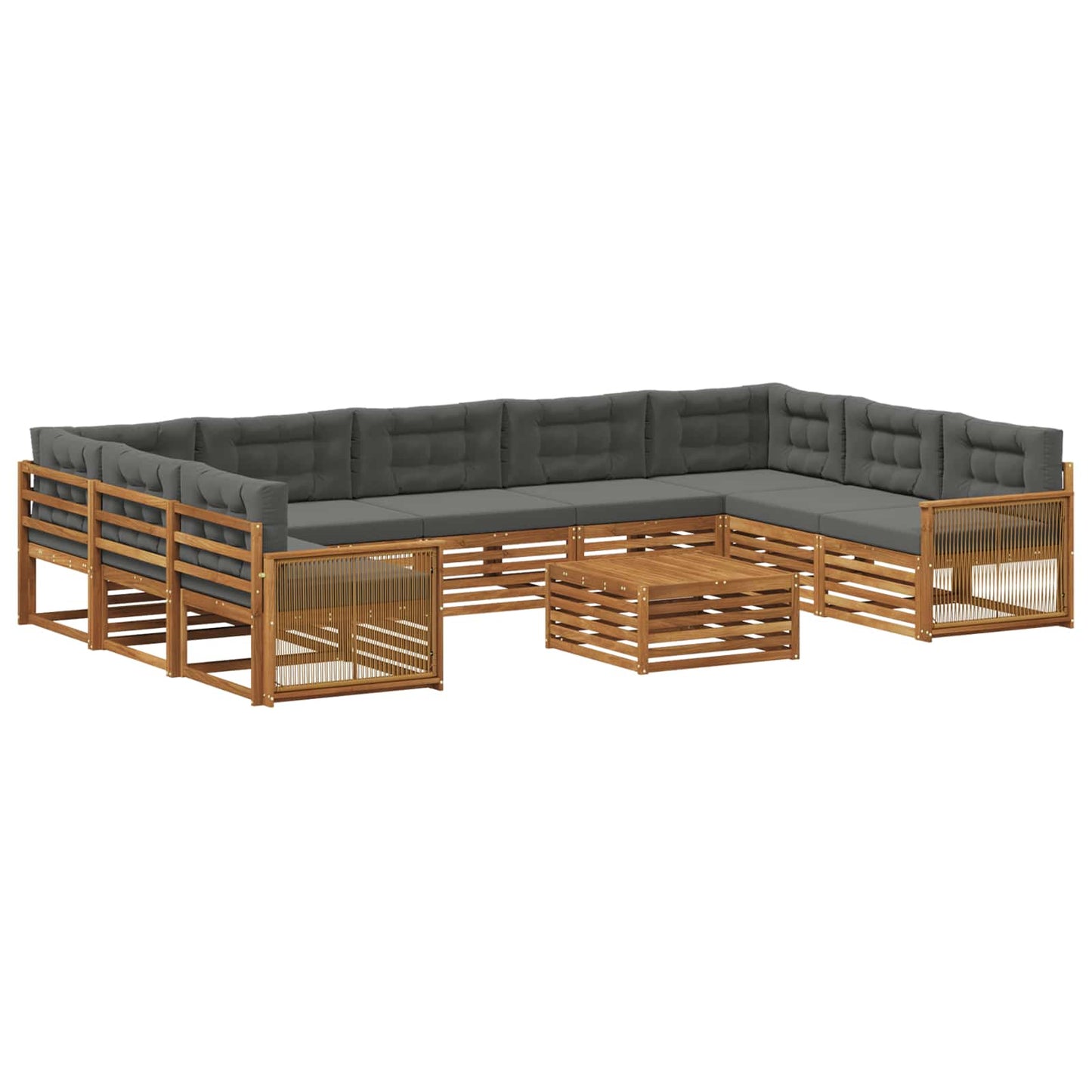 Outdoor-Sofagarnitur 10 stk. Natur und Anthrazit