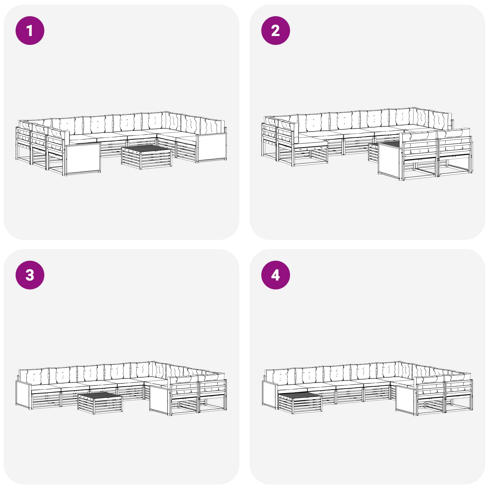 Outdoor-Sofagarnitur 10 stk. Natur und Anthrazit