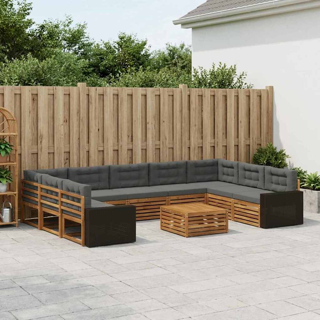 Outdoor-Sofagarnitur 10 stk. Natur und Anthrazit