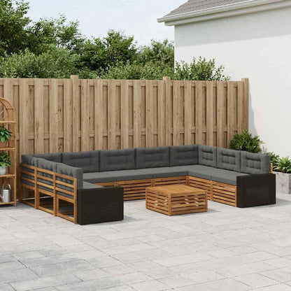 Outdoor-Sofagarnitur 10 stk. Natur und Anthrazit