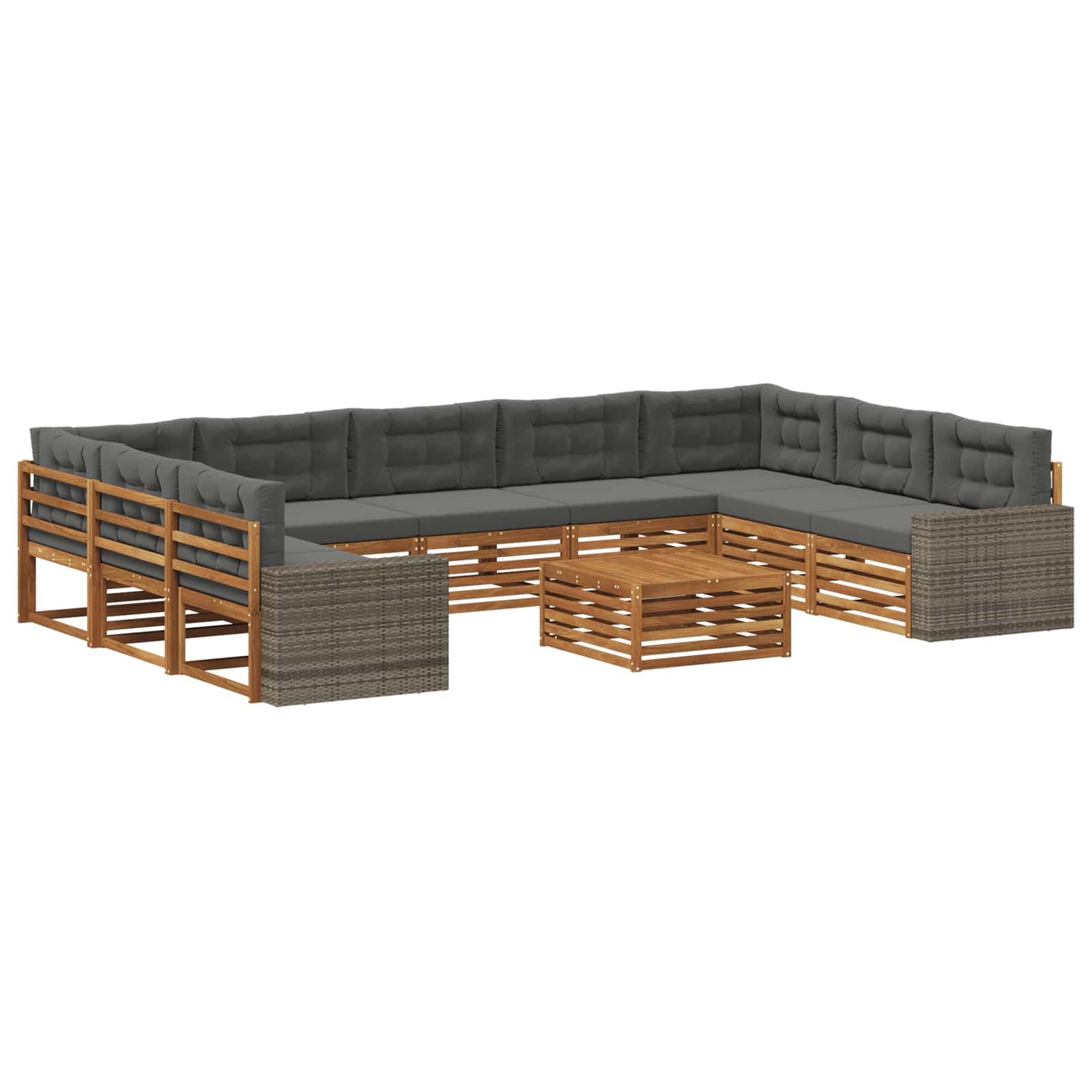 Outdoor-Sofagarnitur 10 stk. Natur und Anthrazit